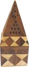 Porte encens cones en bois marqueterie coffre pointu 16cm