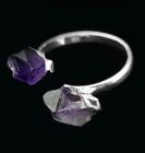 Silver plated double Amethyst ring