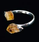 Silver plated double Citrine ring