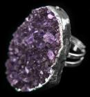 Druse of Amethyst ring Silver plated