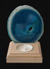 Turquoise Agate slice candle holder on wooden base