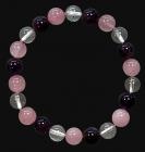 Bracelet Amethyste & Cristal de roche & Quartz rose perles 8mm