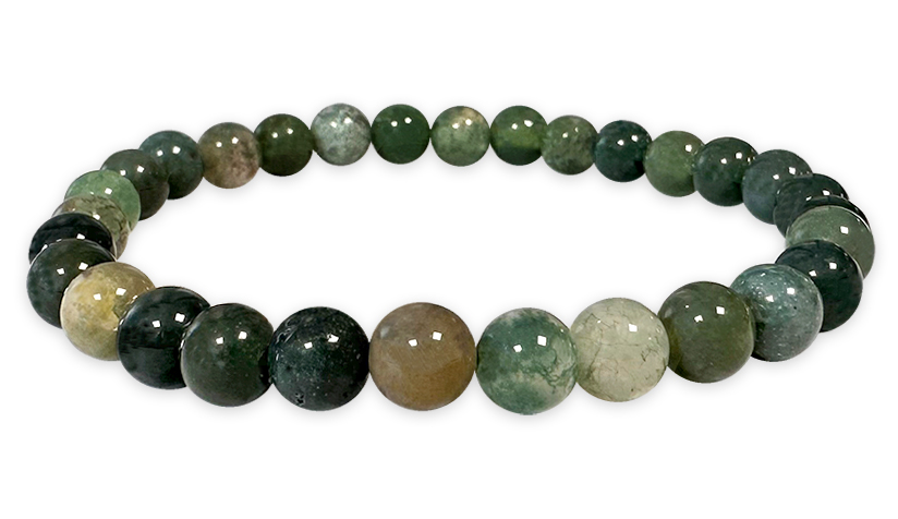 Moss Agate A bracelace 6mm pearls