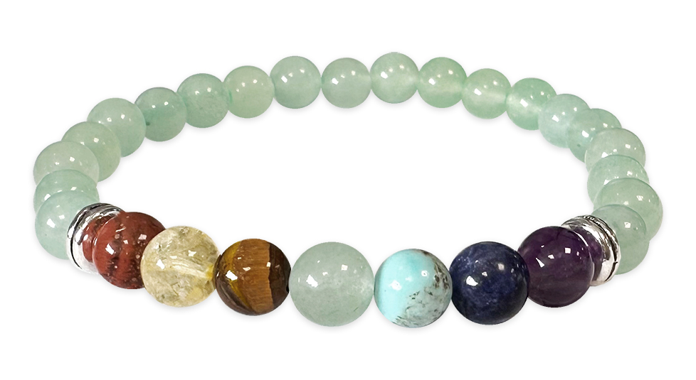 6mm pearls 7 chakras Green Aventurine bracelet