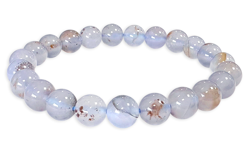 Bracelet Calcédoine bleue AA perles 8mm