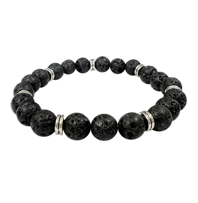 Lava stone &Charms 8mm pearls bracelace