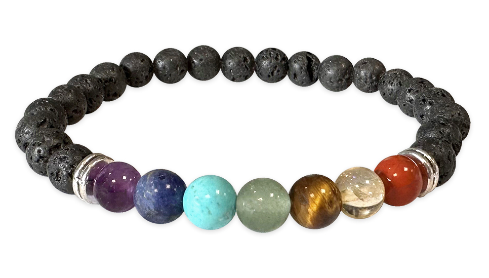 Bracelet pierre de lave 7 chakras perles 6mm