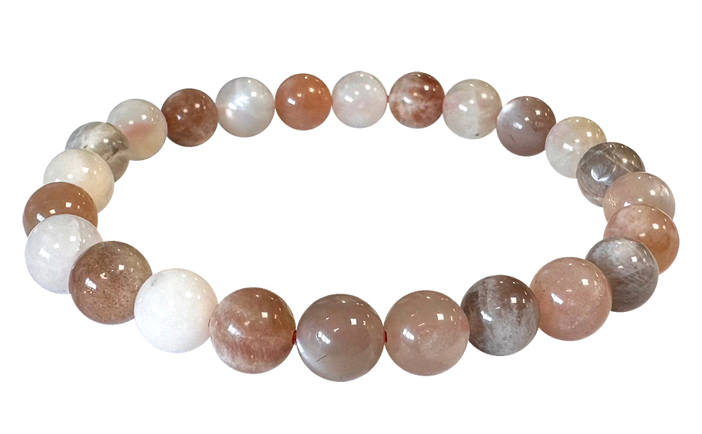 Bracciale perline in multicolore pietra di luna AA 8mm