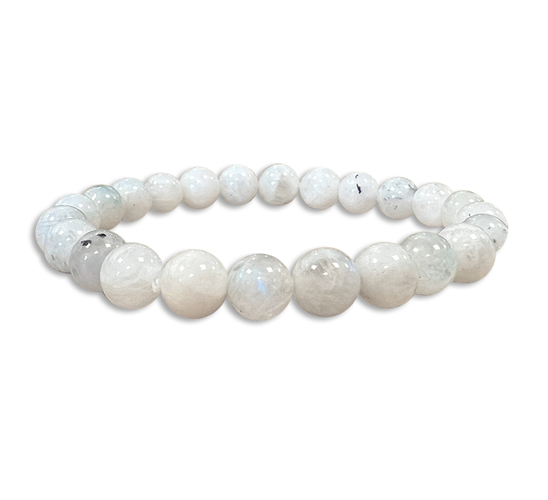 Bracelet pierre de lune blanche A perles 8mm