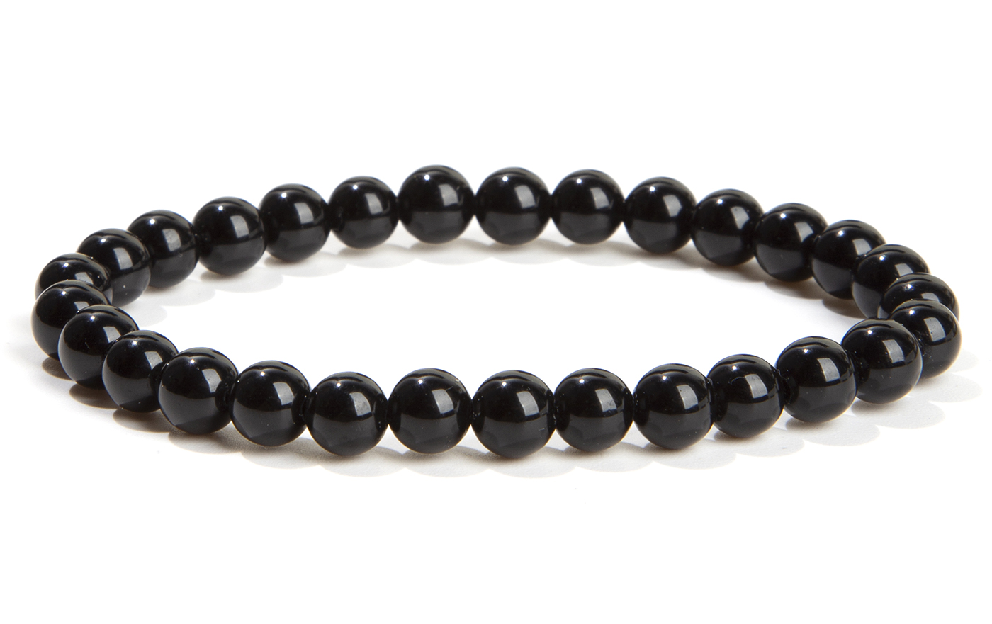 Bracelet perles Obsidienne noire A 6mm
