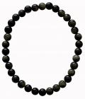 Bracelet perles Obsidienne noire dorée A 6mm