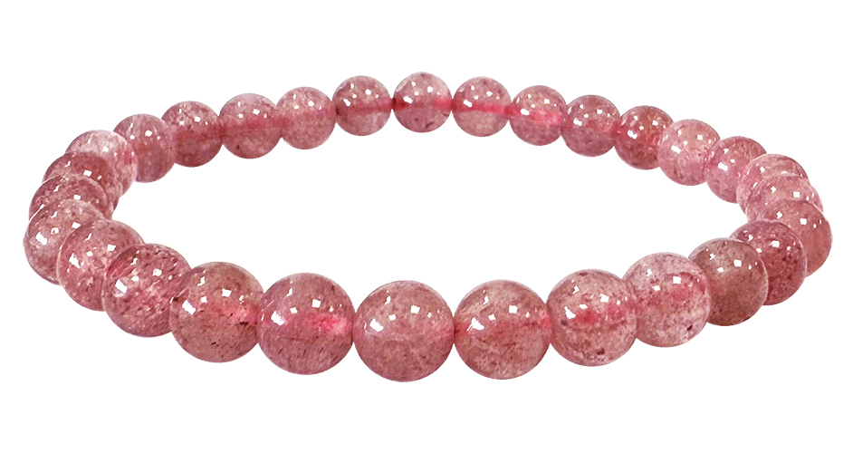 Hematoides Strawberry Quartz A pearls bracelet 6mm