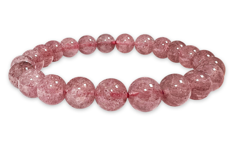 Hematoides Strawberry Quartz A pearls bracelet 8mm