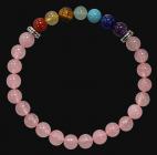 7 chakras Rose quartz 6mm pearls bracelet