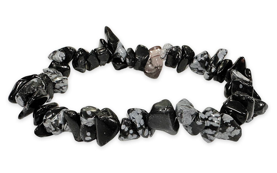 Obsidian Snowflake chips bracelet 18cm