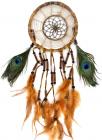 Dream catcher bamboo turquoise and peacock feathers 17cm