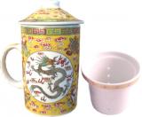Mug théière jaune avec dragon 