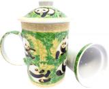 Green chineese porcelain mug with panda