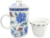 Mug Théière, porcelaine avec fleurs bleus 