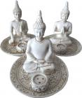 White Tibetan incense holder x3 9cm 