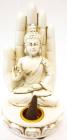 White buddha sitting on a hand incense holder 13cm