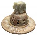Round elephant stone incense holder 7.5cm x2