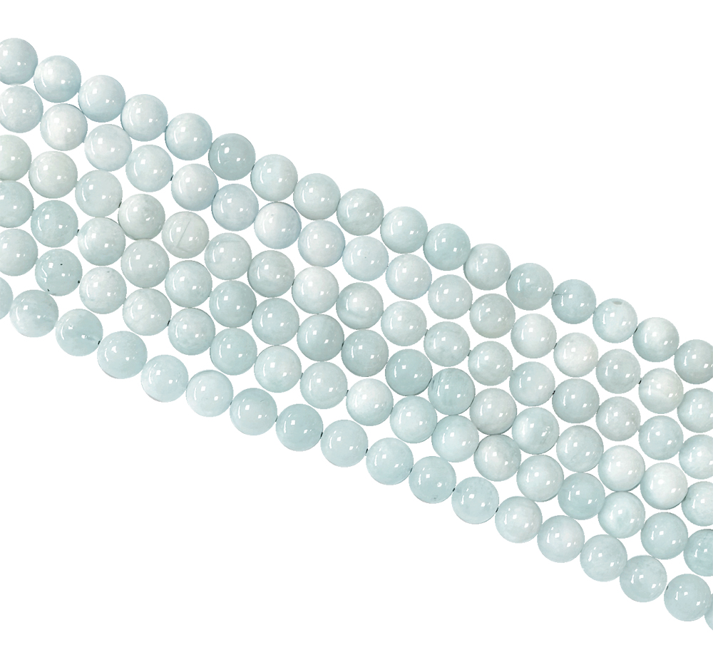 Aquamarine A 6mm pearls on string