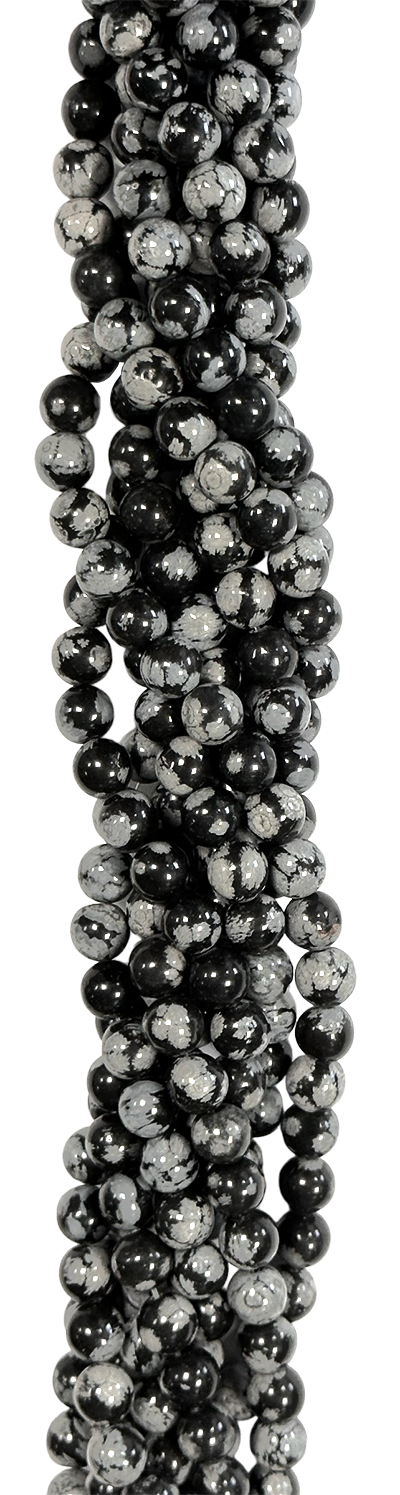 Obsidian snowflake 8mm pearls on string