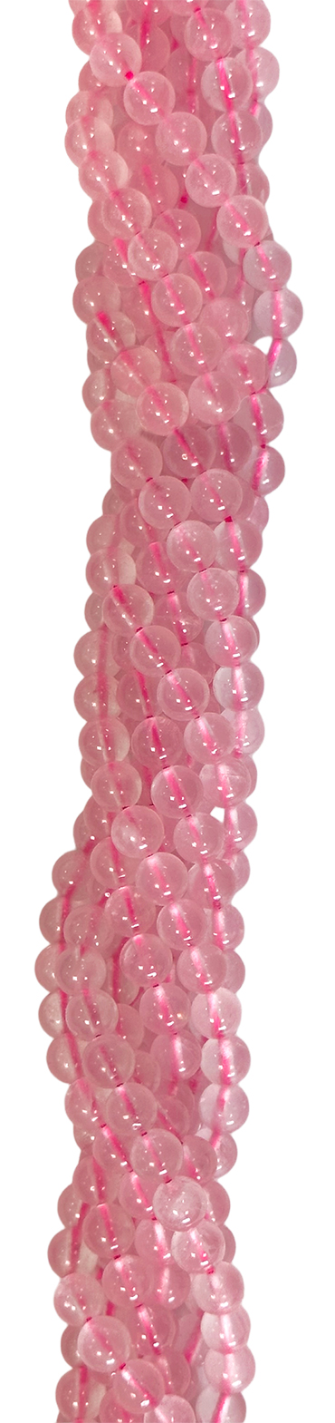Perlas de cuarzo rosa A de 6mm en hilo de 40cm.