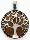 Tiger Eye metal & stone tree of life pendant 3cm