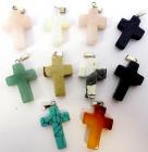 Set of 10 stone cross pendants