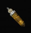 Tiger's eye and Rock Crystal  healing wand Pendant 7cm