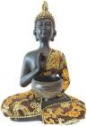 Bouddha thai avec bol noir & or 22cm