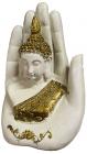 Buddha Hand Resin Statue White & Gold 17cm