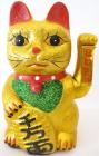 Lucky cat glitter gold with movable arm  21cm