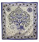 Tree of Life & Elephant White Blue Black bedsheet