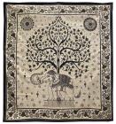 Tree of Life & Elephant White Black and Beige bedsheet