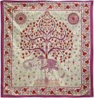 Tree of Life & Elephant Violet Red Beige bedsheet
