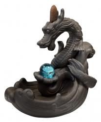 Porte encens backflow terre cuite Dragon avec boule 20cm