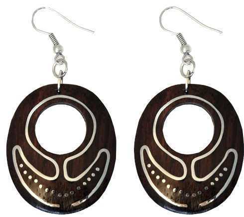 Orecchini in legno intarsiati in metallo x4 paia