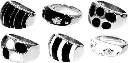 Anello in metallo nero e bianco x48