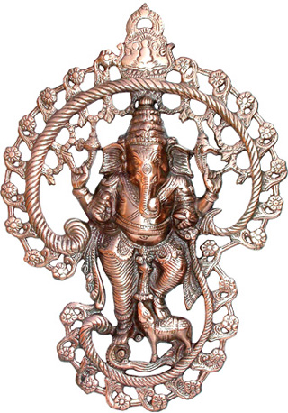 Aluminum ganesh wall hanging 42cm