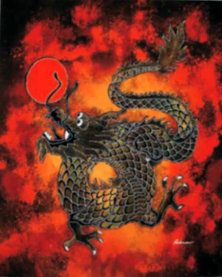 Batik dragon petit modèle 45x65 cm