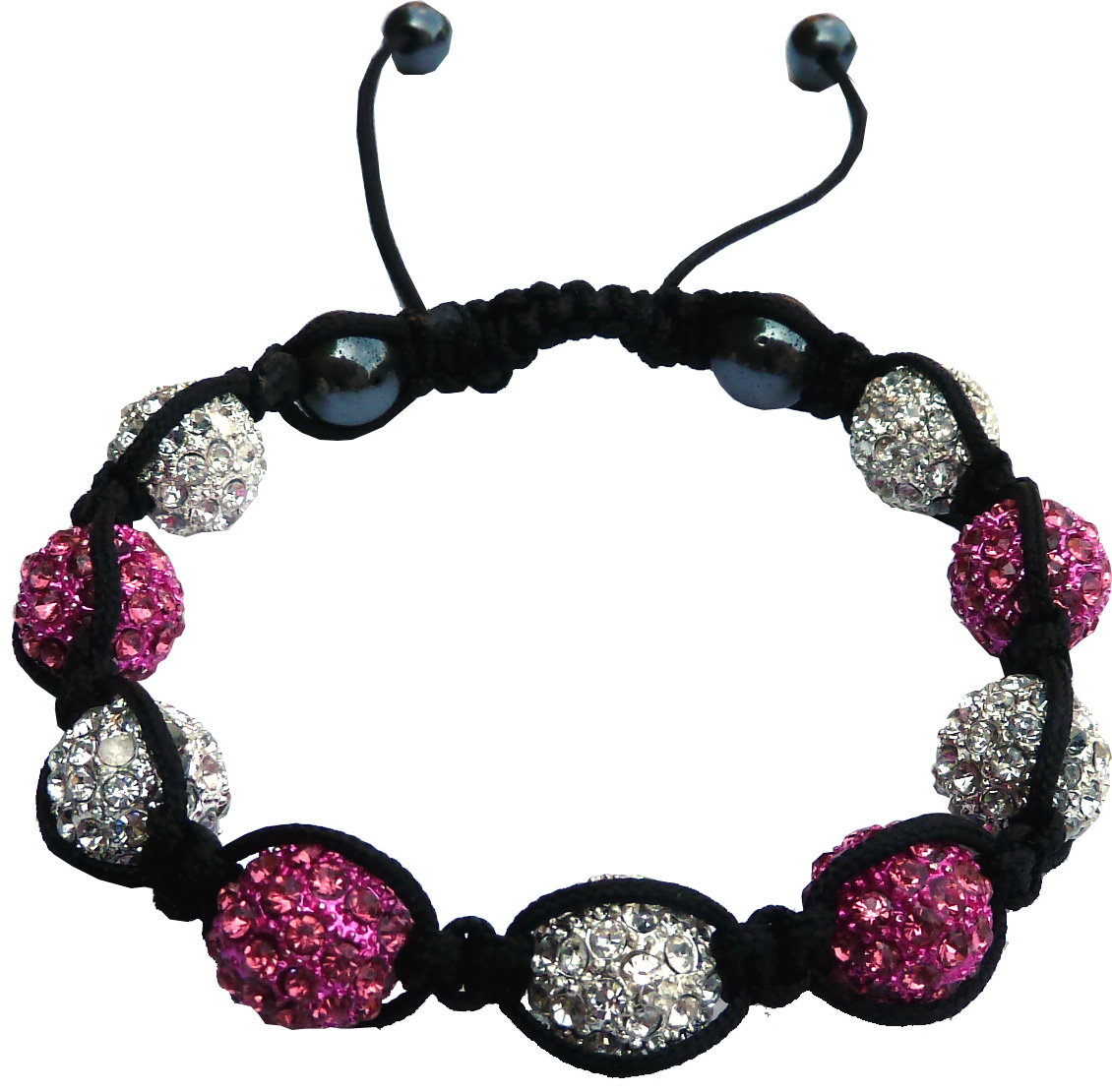 Shamballa 9 pink & white stones