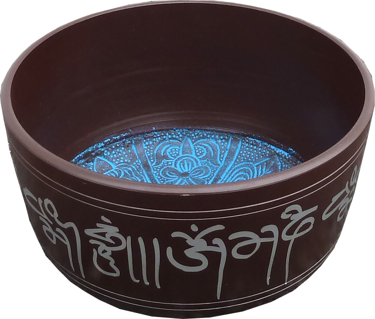 Bol chantant en aluminium gravé couleur bleu 15cm