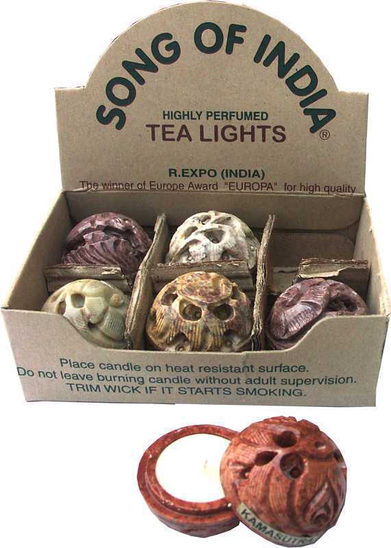 Perfumed candles in stone jar 6pcs