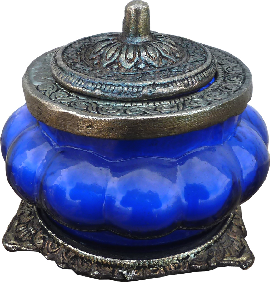 Candela profumata Champa in vasetto di metallo e vetro