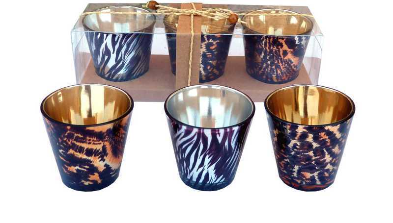 Pack of 3 Safari Candle Holders 