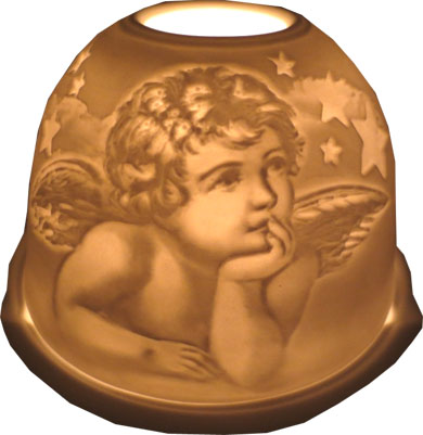 Bougeoir cupidon en résine 12cm