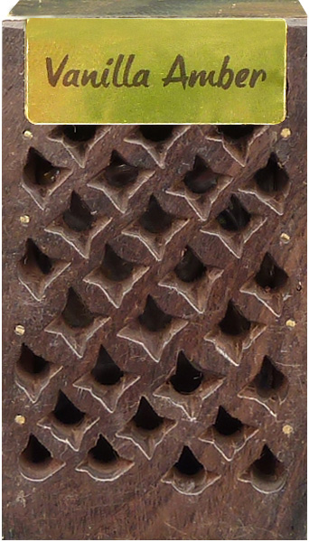 Scatola di legno contenente 5 g di ambra vanigliata